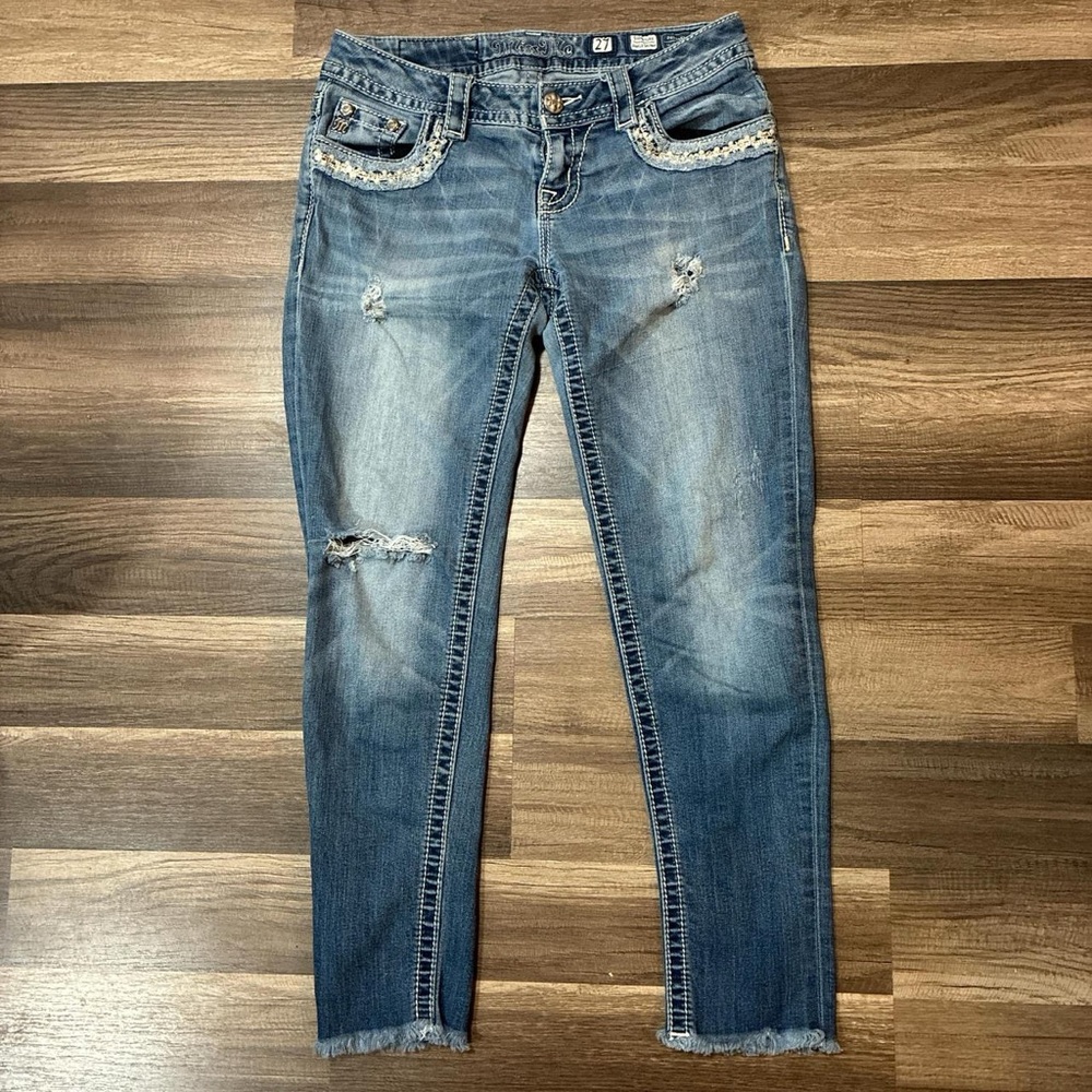 Miss Me Blue Embellished Skinny Jeans
